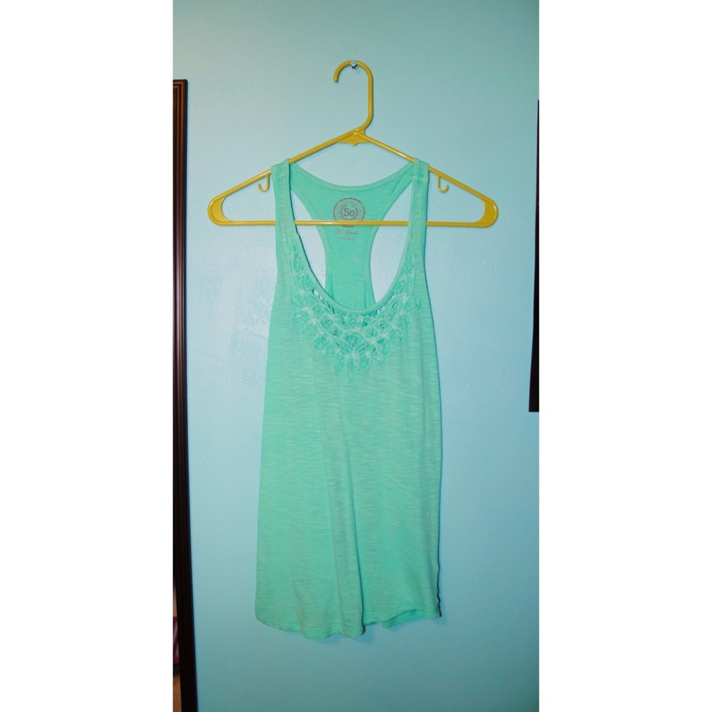 Mint, floral tank top